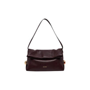 Liu Jo Schwarze Damenhandtasche aus Polyester (30 x 20 x 7 cm) mit elegantem, dunkelburgunderrotem Schulterriemen aus Leder und goldfarbenen Beschlägen