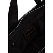 Schwarze Liu Jo Damen-Tragetasche aus Polyester mit strukturierten Stoffgriffen und silberfarbenem Reißverschluss, 40 x 29 x 15 cm