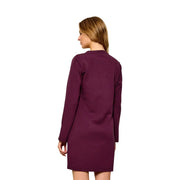 Ein elegantes, einfarbig violettes Langarmkleid mit rundem Ausschnitt und geradem Saum Liu Jo Viskosemischung