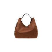 Liu Jo Braune Hobo-Tasche aus Wildleder für Damen mit goldfarbenem Verschluss und schwarzem Ledergriff aus Polyurethan