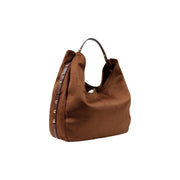 Liu Jo Damen-Hobo-Tasche aus braunem Wildleder mit Lederriemen und Metallnieten an der Seite, Polyurethan, B 48 H 34 cm