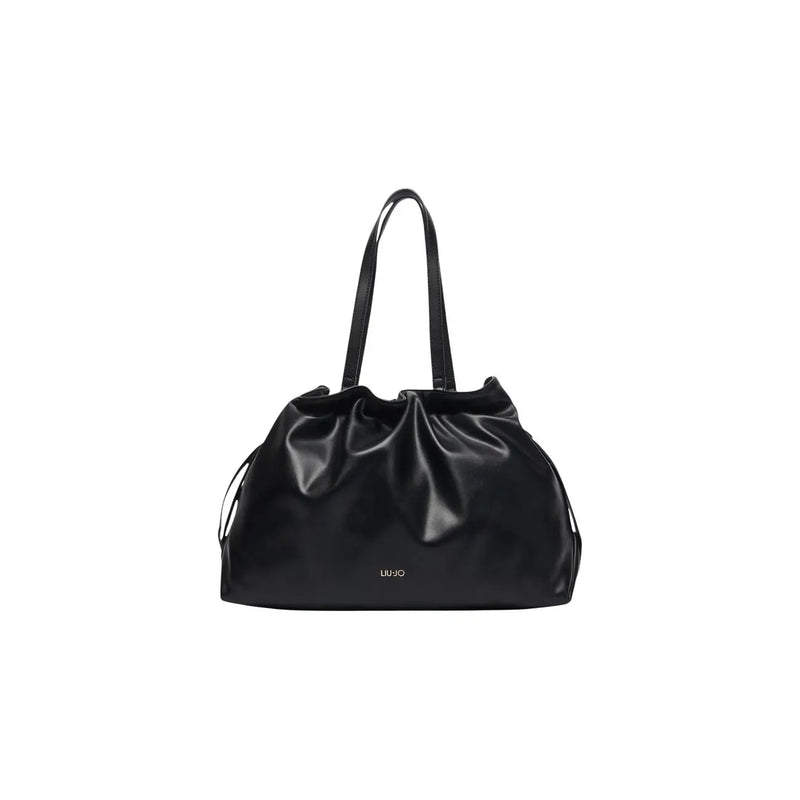 Liu Jo Damen-Einkaufstasche aus braunem Polyurethan, 32 cm, mit minimalistischem Design, Kordelzug aus schwarzem Leder und dezentem Logo