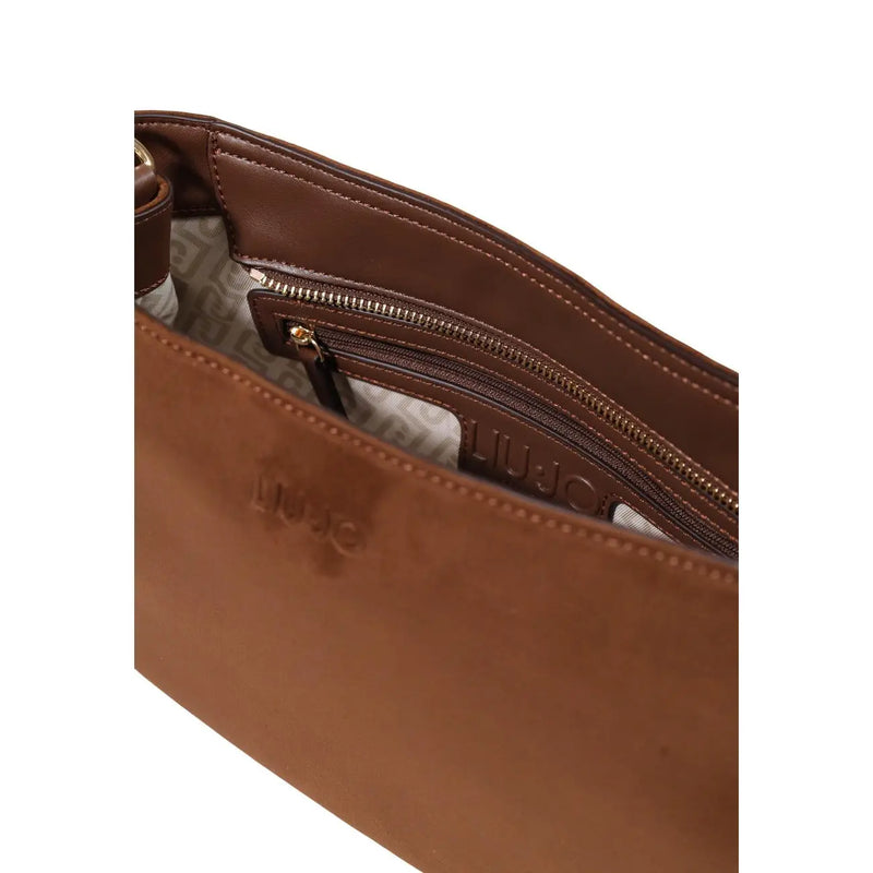 Kleine braune Damenhandtasche von Liu Jo aus Polyester mit Reißverschlusstasche und geprägtem Markenlogo auf der Außenseite