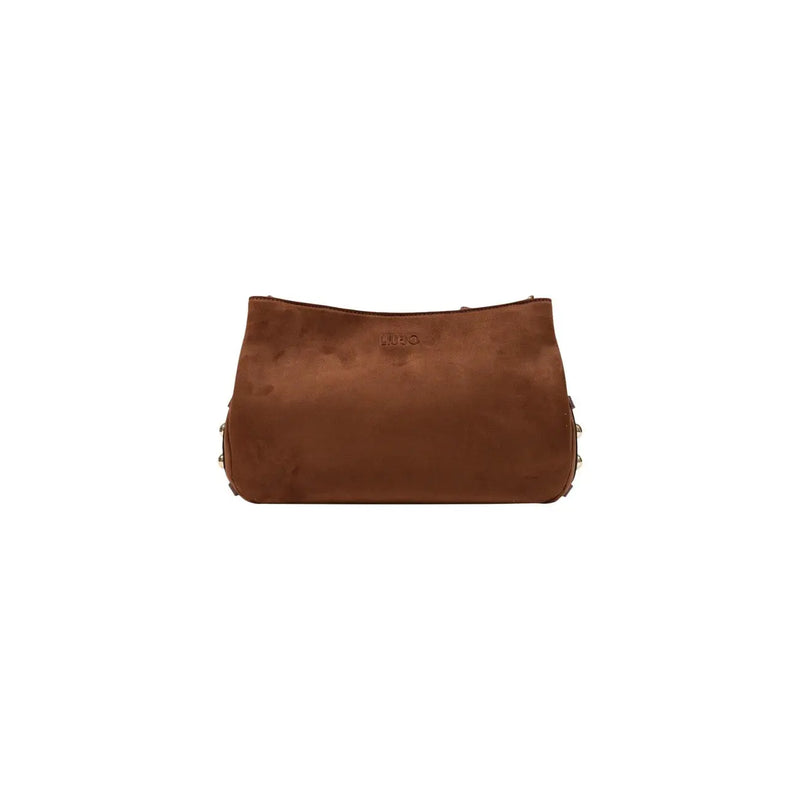 Kleine braune Handtasche von Liu Jo für Damen, Polyester, 30 cm breit, Wildleder-Clutch mit Metallnieten und geprägtem Logo auf der Vorderseite