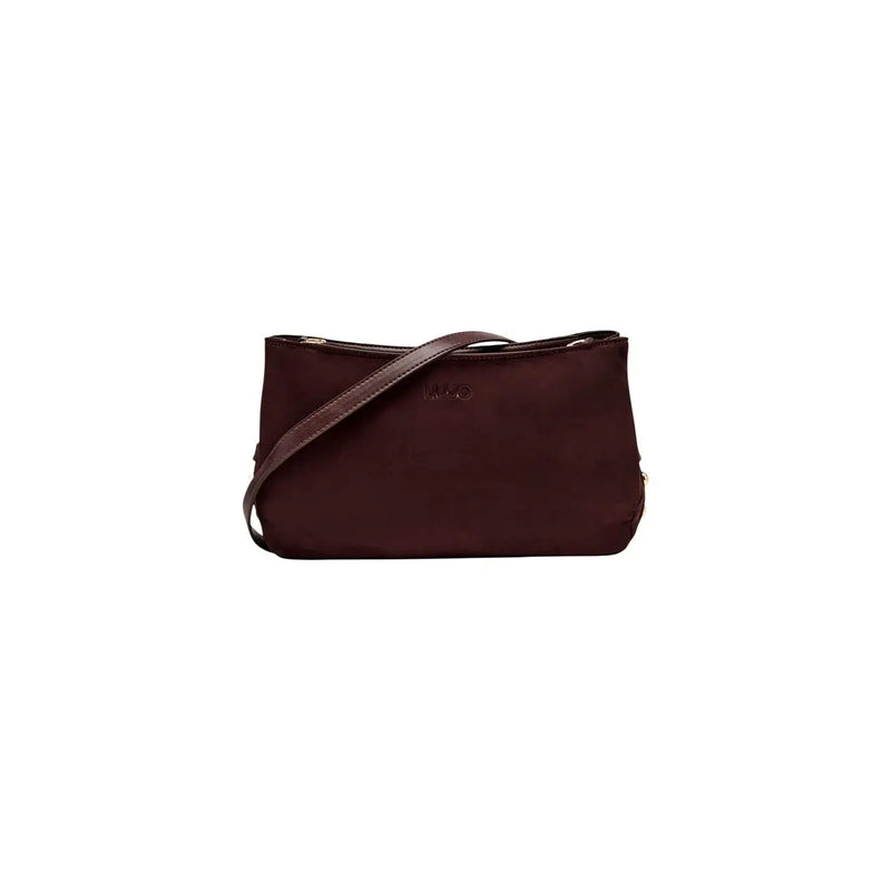 Liu Jo Kleine braune Damenhandtasche mit elegantem, dunkelburgunderrotem Polyesterkorpus und kontrastierendem braunem Lederriemen