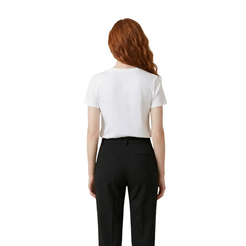 Liu Jo Weißes Damen-T-Shirt aus Baumwolle mit Strasssteinen, Rundhalsausschnitt, kurzen Ärmeln und minimalistischem Design