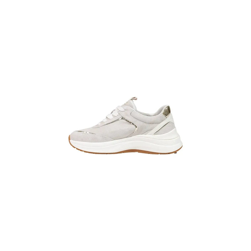 Liu Jo Weiße Damen-Sneaker aus hellgrauem Wildleder mit weißer Zwischensohle und beiger Laufsohle, modernes Design