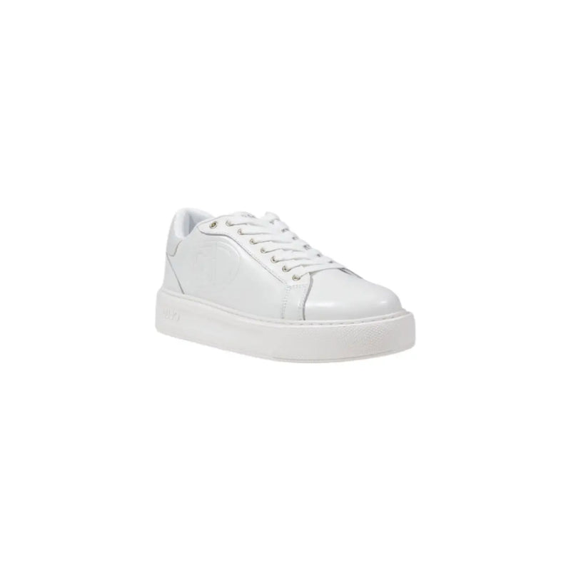 Weißer Plateau-Sneaker von Liu Jo Damenschuhe mit glänzendem Leder-Obermaterial und passenden Schnürsenkeln für Frühling und Sommer