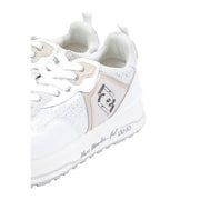 Liu Jo Damen-Sneaker, weiße Polyurethan-Freizeitschuhe mit Mesh- und Synthetik-Overlays und silbernem Logo-Patch