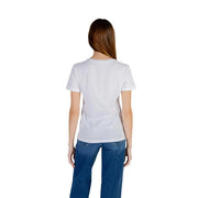 Weißes Damen-T-Shirt von Liu Jo aus 100 % Baumwolle mit Rundhalsausschnitt und kurzen Ärmeln.
