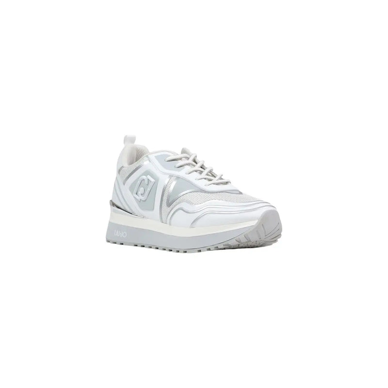 Liu Jo Weiße Damen-Sneaker Maxi Wonder aus Kunstleder mit silbernen Mesh- und Synthetik-Overlays und klobiger Sohle