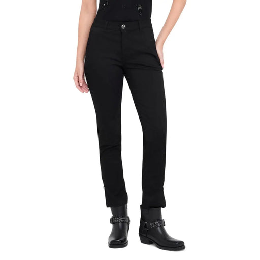 Liu Jo womens black high-waisted straight-leg trousers with zip and button