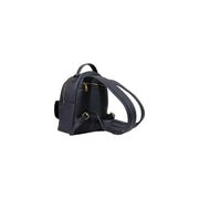 Love Moschino Schwarzer Damen-Rucksack aus Polyurethan, 13 x 28 x 10 cm, mit marineblauem Leder, goldfarbenen Reißverschlüssen und Schnallen