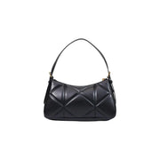 Schwarze gesteppte Lederschultertasche mit geometrischem Rautenmuster und goldfarbenen Beschlägen von Love Moschino für Frauen