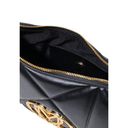 Love Moschino Schwarze, gesteppte Damenhandtasche aus Polyurethan mit goldfarbenen Beschlägen und Logo-Verschluss