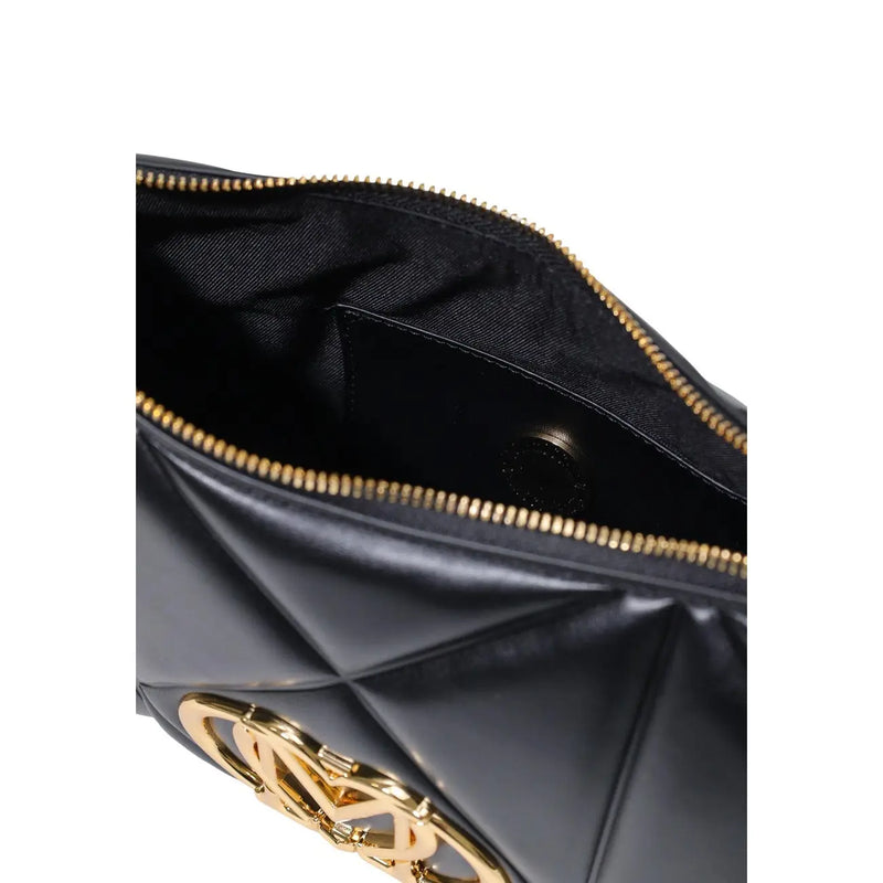 Love Moschino Schwarze, gesteppte Damenhandtasche aus Polyurethan mit goldfarbenen Beschlägen und Logo-Verschluss