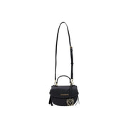 Love Moschino Damenhandtasche aus schwarzem Polyurethan mit goldfarbenem Herzlogo-Anhänger und verstellbarem, passendem Riemen