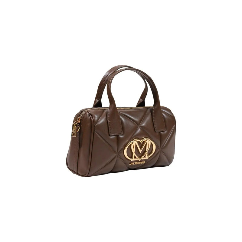 Braune gesteppte Polyurethan-Handtasche von Love Moschino mit goldfarbenem Logo-Emblem (26 x 15 cm)