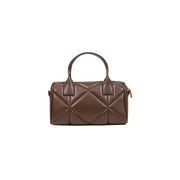 Moschino Love Handtasche aus braunem, gestepptem Leder mit Rautenmuster und goldfarbenen Beschlägen, 26 x 15 cm, Polyurethan-Modell