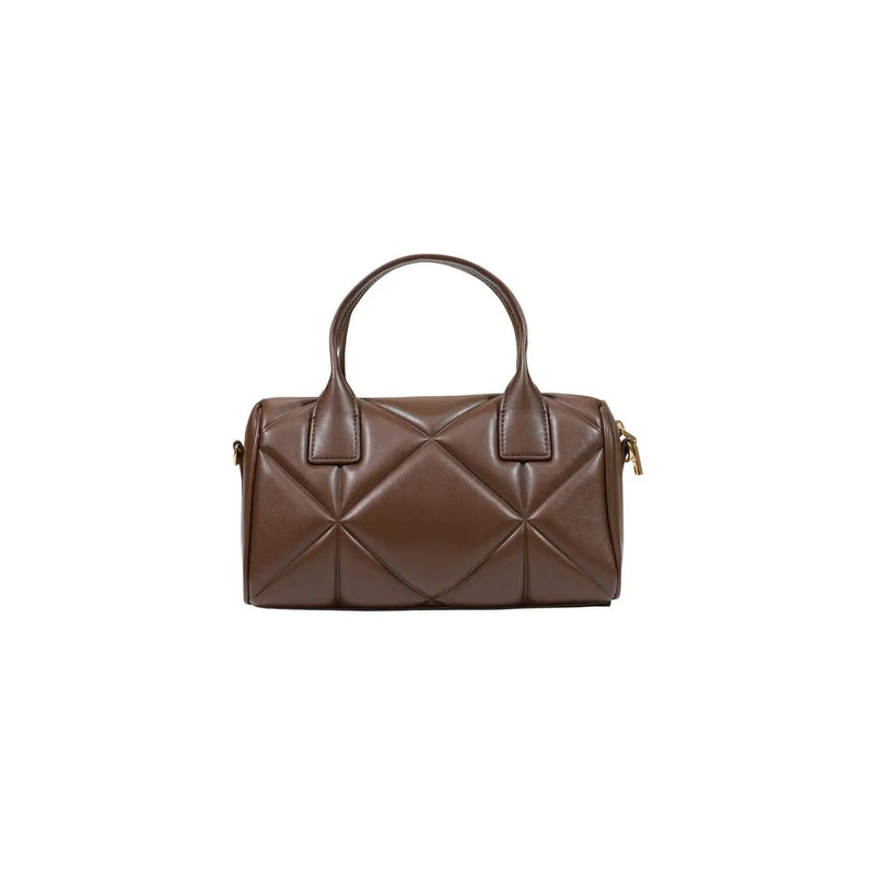 Moschino Love Handtasche aus braunem, gestepptem Leder mit Rautenmuster und goldfarbenen Beschlägen, 26 x 15 cm, Polyurethan-Modell