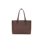 Love Moschino braune Damen-Ledertasche mit zwei top Griffe und Metallbeschläge aus Polyurethan