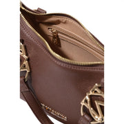 Love Moschino Damen-Umhängetasche aus braunem Polyurethan mit goldfarbenen Beschlägen und markantem Logoverschluss, 27 cm