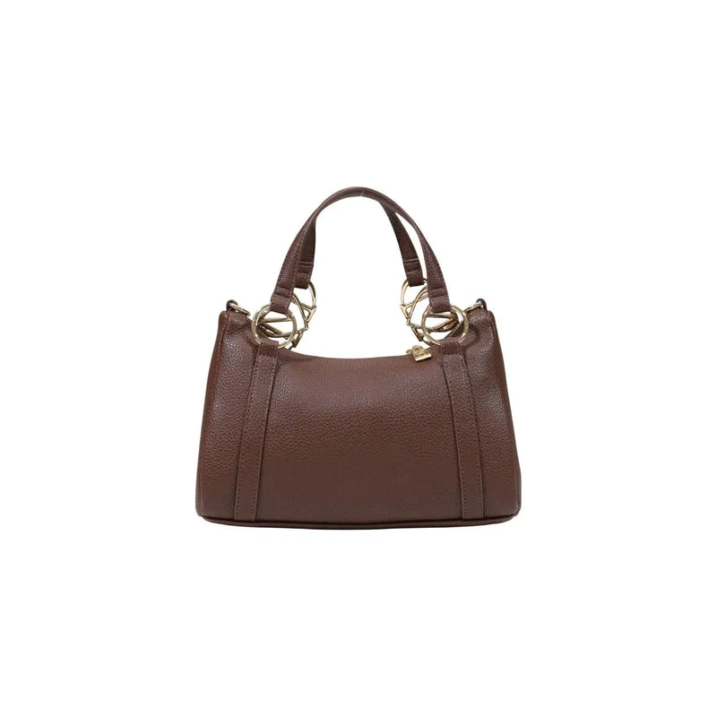 Love Moschino Braune Schultertasche aus genarbtem Leder für Damen mit goldfarbenen runden Beschlägen, 27 cm