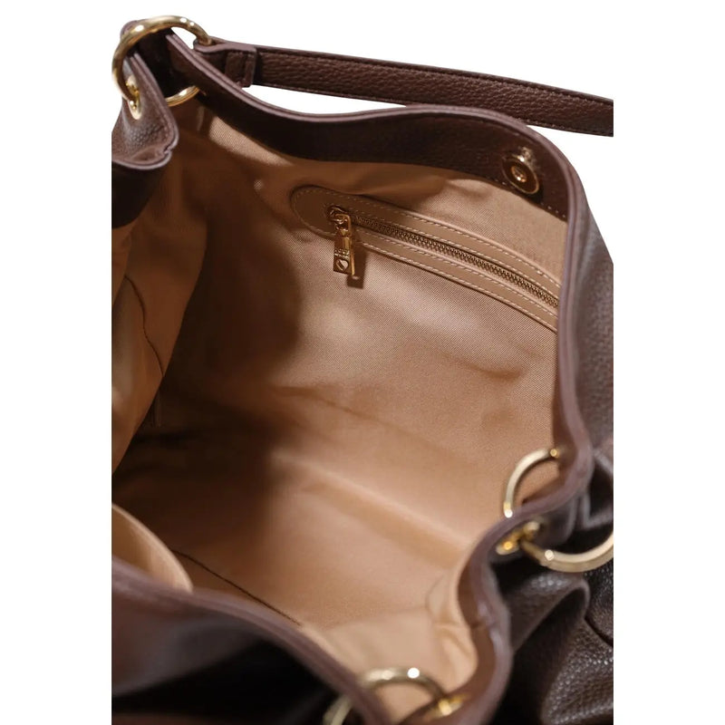 Love Moschino Braune Damen-Tragetasche aus Polyurethan mit goldfarbenen Beschlägen und beigefarbenem Innenfutter