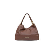 Love Moschino Damen-Tragetasche aus braunem Polyurethan mit goldfarbenen Kettenakzenten und Love Moschino-Logo