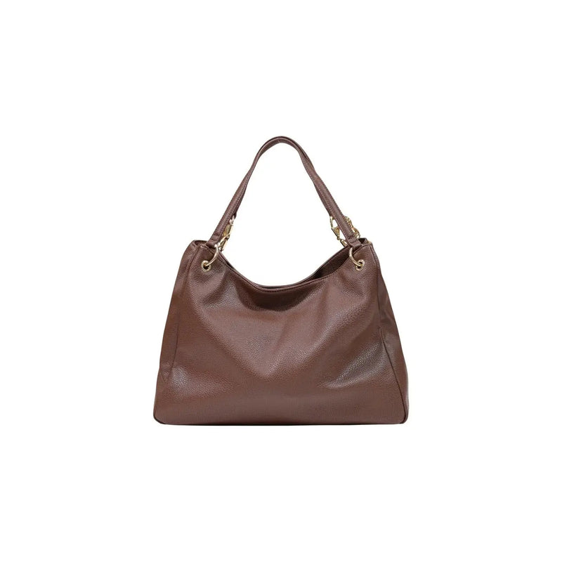 Love Moschino Damen-Tragetasche aus braunem genarbtem Leder mit goldfarbenen Beschlägen aus Polyurethan (B 42 cm, H 28 cm)