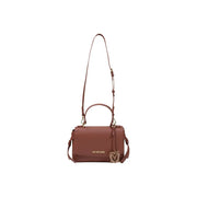 Love Moschino Braune Damen-Schultertasche aus Polyurethan mit goldfarbenem Herzlogo-Anhänger und top handhaben