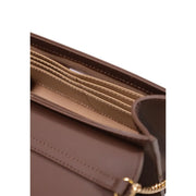 Love Moschino Damenhandtasche aus braunem Polyurethan mit braunem Lederportemonnaie, goldfarbenem Reißverschluss und aufgenähten Kartenfächern