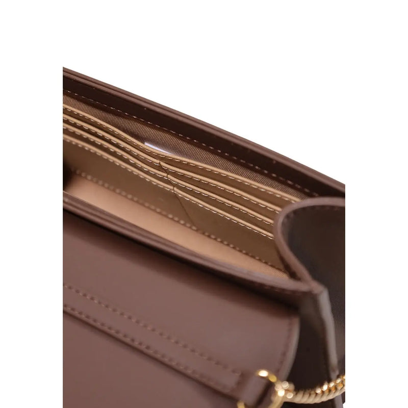 Love Moschino Damenhandtasche aus braunem Polyurethan mit braunem Lederportemonnaie, goldfarbenem Reißverschluss und aufgenähten Kartenfächern