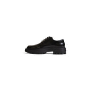 Love Moschino women’s black leather lace-up shoe with chunky textured sole made of leather and polyurethane