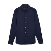 Marineblaues, langärmeliges Baumwollhemd von Lyle and Scott für Herren mit Knopfleiste.