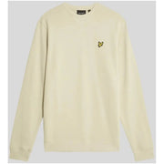 Cream-colored long-sleeve crewneck sweatshirt with small yellow bird logo by Lyle & Scott