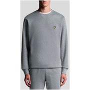 Men’s Heather Grey Crewneck Sweatshirt with Small Yellow Embroidered Logo on Left Chest