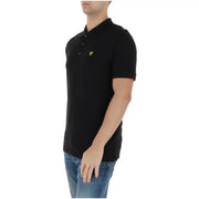Lyle & Scott Schwarzes Herren-Poloshirt aus Baumwolle mit gelbem Vogellogo auf der Brust