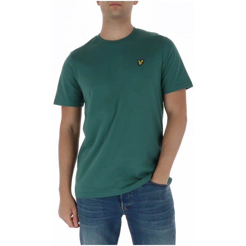 Lyle & Scott Herren-Kurzarmshirt, dunkelgrün t-shirt mit einem gelben Vogellogo auf der linken Brust und rundem Halsausschnitt