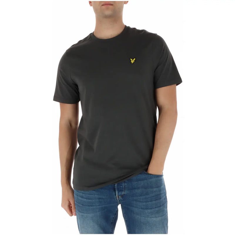 Schwarzes Kurzarmshirt von Lyle and Scott für Herren t-shirt mit gelbem Vogellogo auf der linken Brust für Freizeitkleidung