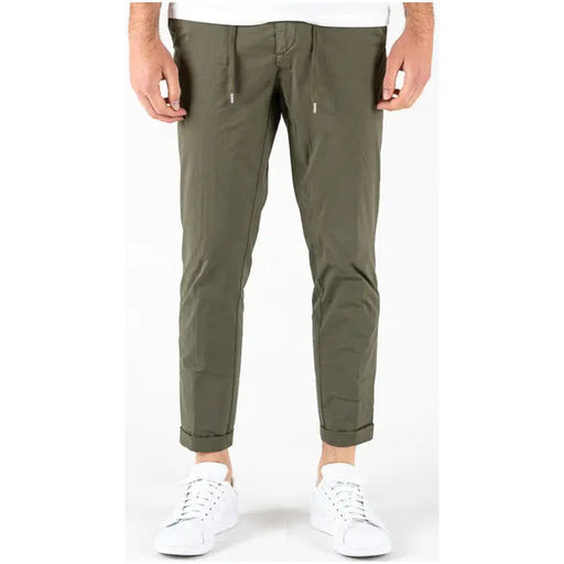 Lyle & Scott Men Trousers olive green tapered pants with drawstring waist and white sneakers