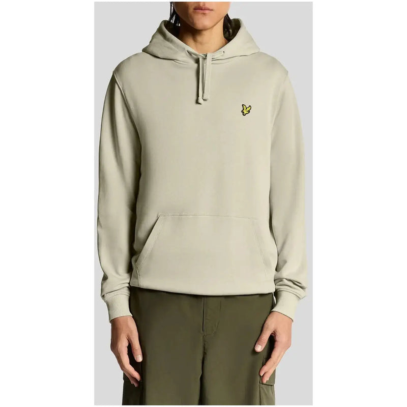Herren-Hoodie in Hellolivgrün mit gelbem, gesticktem Logo und Vordertasche von Lyle & Scott