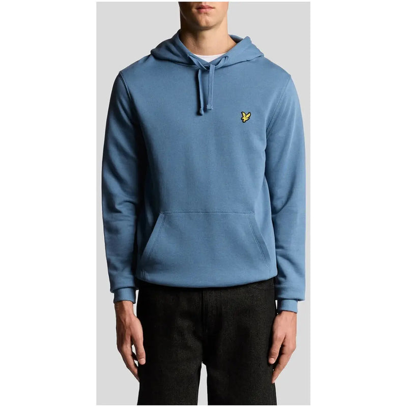Herren hellblau Lyle & Scott Kapuzenpullover mit Kängurutasche und gelbem Vogellogo