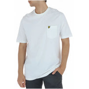 Lyle & Scott men’s white cotton t-shirt with front pockets and yellow butterfly logo on chest pocket