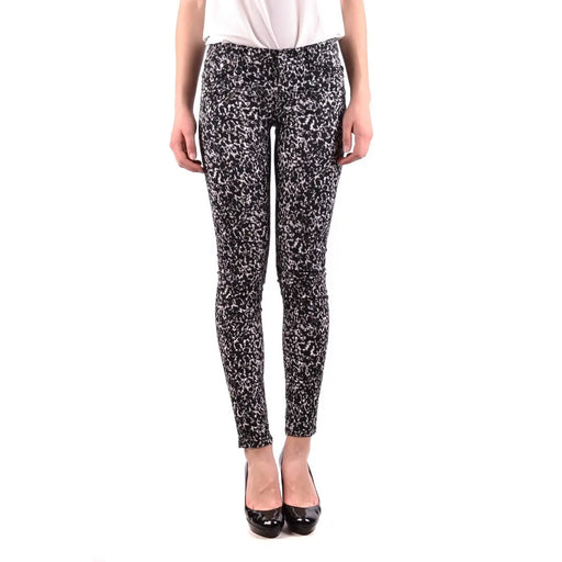 Schwarze Stretch-Jeans von Michael Kors für Damen aus Baumwolle mit schwarz-weiß gesprenkeltem Muster und schmaler Passform.