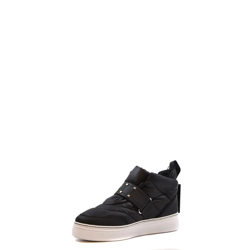 Schwarze Damen-Sneaker von Michael Kors aus Nylon mit Lederbesatz, gestepptem Obermaterial und weißer Gummisohle