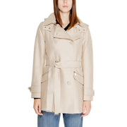 Morgan De Toi Beigefarbener Trenchcoat mit Gürtel in der Taille, doppelreihiger Knopfleiste und strukturiertem Kragen im langen Blazer-Stil
