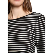 Morgan De Toi Black Striped Long Sleeve Sweater in black and white stripes