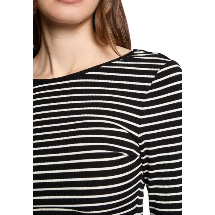 Morgan De Toi Black Striped Long Sleeve Sweater in black and white stripes