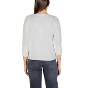 Morgan De Toi Beigefarbene Damen-Strickjacke mit Knöpfen, weichem elfenbeinfarbenem Strickstoff und dreiviertellangen Rippbündchen